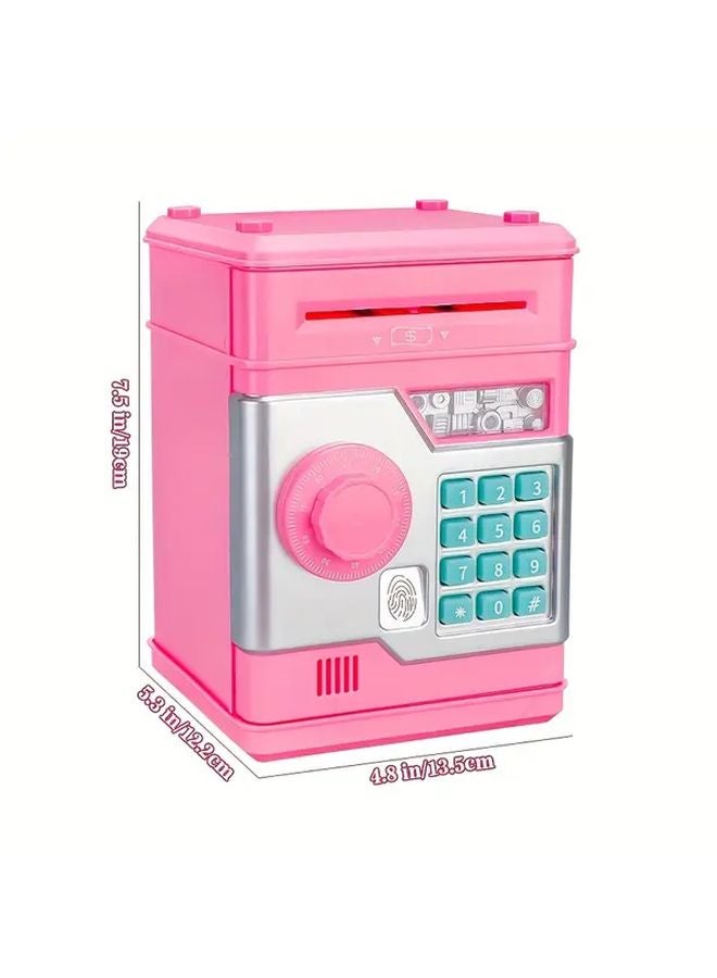 Pink Electronic Fingerprint Password Protected Money Bank For Kids Gift - Image 2